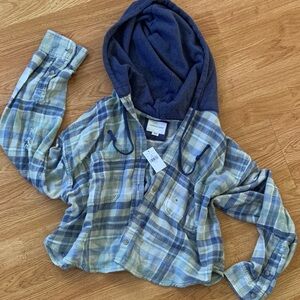 American Eagle Plaid Hooded Shirt